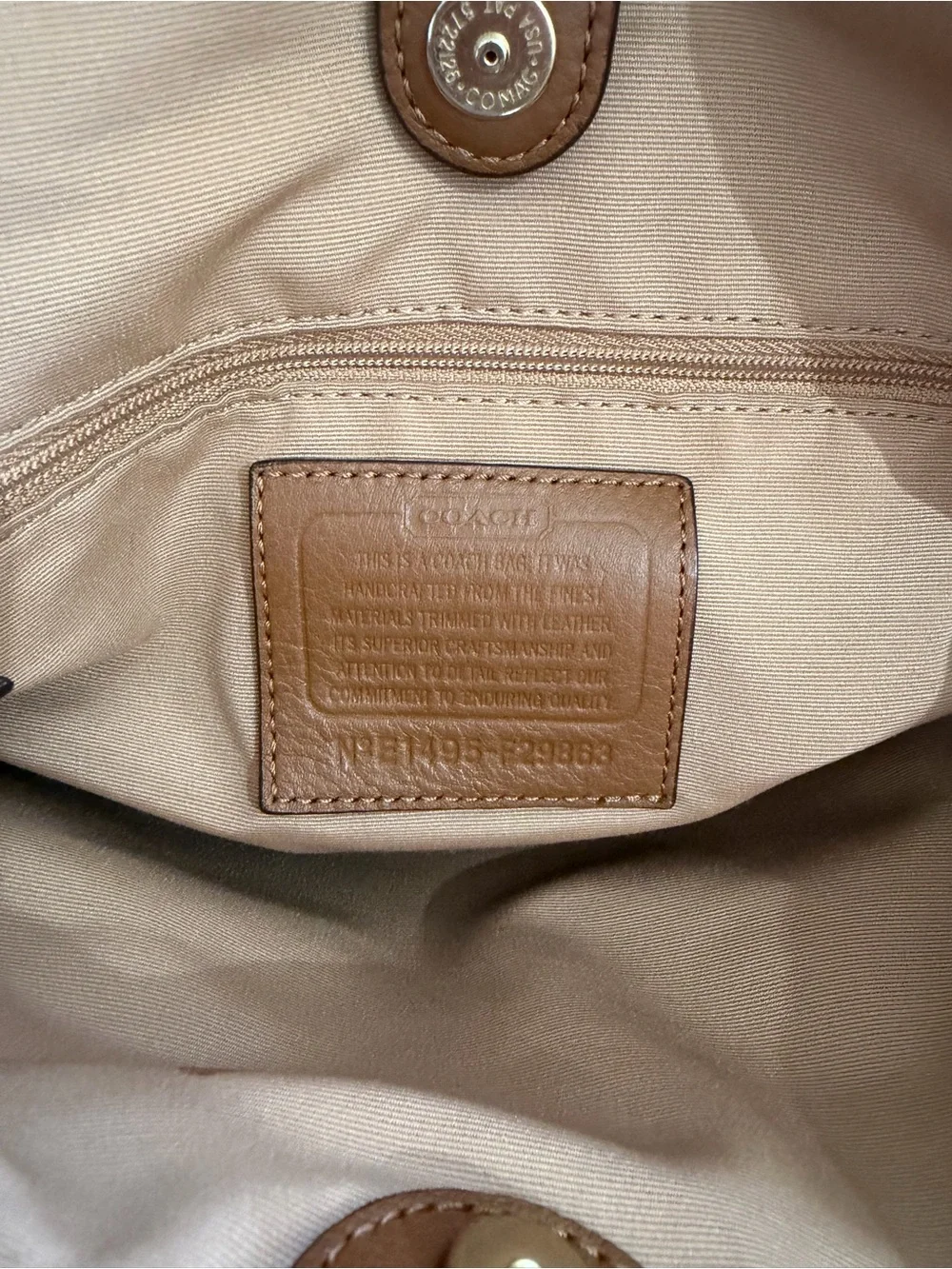 Coach Brown Signature Carryall Drawstring Pink Snakeskin Stripe Bag